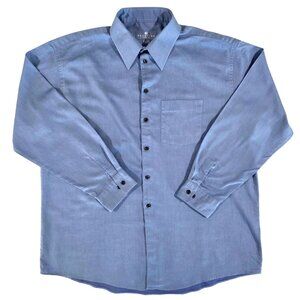 Kenneth Cole Reaction Solid Blue Long Sleeve Button Up Dress Shirt Men's Size XL